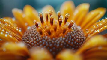 A close up of a flower with water droplets on it photo