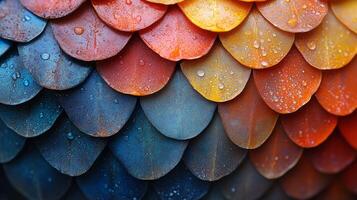 A close up of a colorful dragon's scales photo
