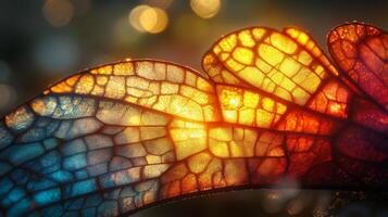 A close up of a colorful butterfly wing photo