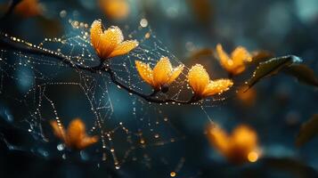 Beautiful flowers with dew drops on them photo