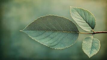 A close up of a leaf on a branch photo