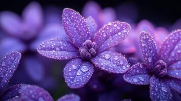 Purple flowers with water droplets on them photo