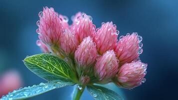 A pink flower with water droplets on it photo