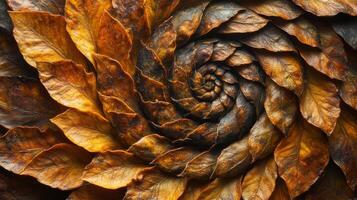 A close up of a spiral of leaves photo