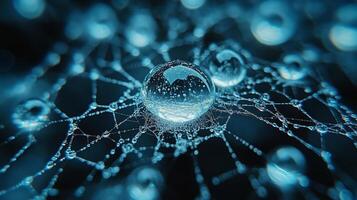 Water droplets on a spider web photo