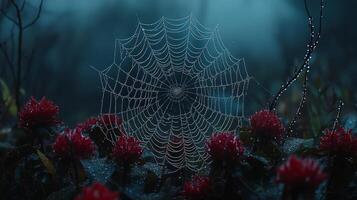 Spider web in the rain photo