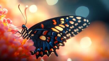 A butterfly is sitting on a flower photo