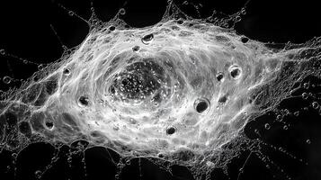 A black and white image of a bubble photo