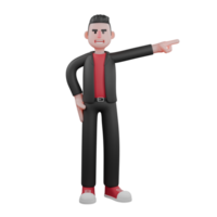 3D Cartoon Dance Star. A male choreographer stands with his right hand pointing to the side and his left hand on his waist with a happy expression. Choreographer Design png