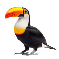 Vibrant Toucan in Tropical Rainforest Setting on transparent background png