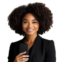 Portrait of a Smiling African American Businesswoman in Professional Attire on transparent background png