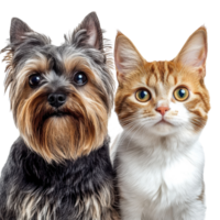 Portrait of a Dog and a Cat Looking at the Camera on transparent background png