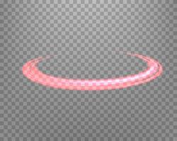 Red magic ring with glowing. Neon realistic energy flare halo ring. Abstract light effect. vector