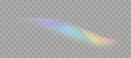 Blurred rainbow refraction overlay effect. Light lens prism effect. Holographic reflection, crystal flare leak shadow overlay. vector