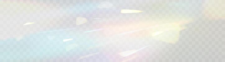 Light lens prism effect Blurred rainbow refraction overlay effect. Holographic reflection, crystal flare leak shadow overlay. vector