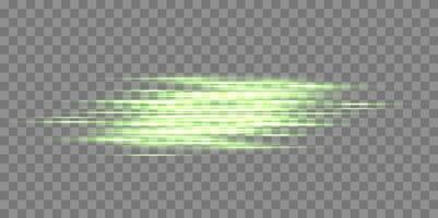 Green horizontal lensflare. Light flash with rays or green spotlight. Glow flare light effect. vector