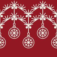 Charming Christmas garland pattern with snowflake ornaments on a deep red background, a minimalist holiday design suitable for seasonal decor, festive wallpaper, and holiday wrapping paper vector