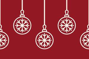 Classic holiday pattern with hanging white ornaments and branch garlands on red, a seamless Christmas design perfect for elegant holiday decor, winter wallpaper, and festive cards vector