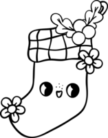 Groovy Retro Christmas stocking sock coloring image cartoon character doodle hand drawn png
