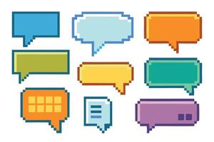 Set of pixel dialogue boxes different shapes isolated flat illustration on white background vector