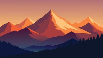 view featuring majestic mountains prominently displayed in the foreground of the photographflat illustration vector