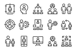 Human Resources related editable icon set isolated flat illustration white background. vector
