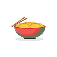 Noodles Bowl with Chopsticks isolated flat illustration on white background vector