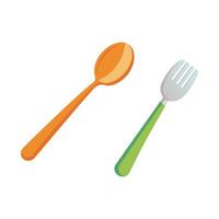 Spoon and Fork isolated flat illustration on white background vector
