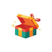 Open gift box isolated flat illustration on white background. vector