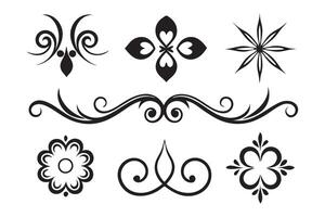Decorative designs featuring diverse patterns and artistic elements flat illustration vector