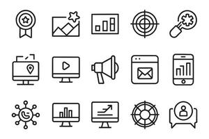 Digital Marketing related editable icon set isolated flat illustration white background vector