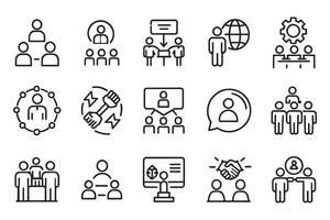Business team, management, discussion, interaction, collaboration isolated flat illustration white background. vector