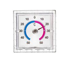 Clear Plastic Celsius Thermometer Showing a Temperature of 28 Degrees photo