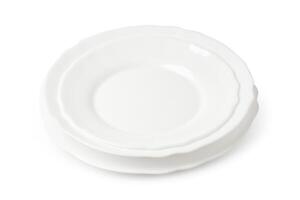 Empty white plate isolated on white background photo