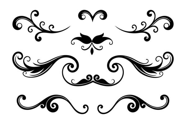 Decorative elements featuring intricate swirls and floral designs, enhancing visual appeal flat illustration
