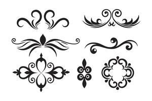 A set of decorative flower designs in black and white, highlighting diverse patterns and artistic expressions flat illustration vector