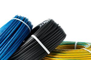 Three Rolls of Electrical Wire Isolated on White Background photo