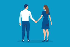 Young man and woman gently holding hands, symbolizing connection and intimacy between them isolated flat illustration. vector