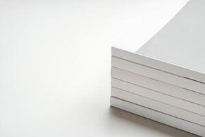 Stack of blank paper on beige background photo