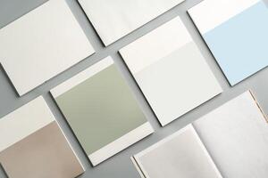 Collection of Color Swatches Displayed on Gray Surface During Interior Design Project photo