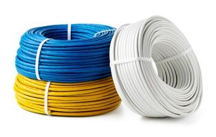 Three Spools of Electrical Wire on White Background photo