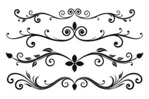 Best collection of elegant decorative scroll design elements, showcasing intricate patterns and artistic flourishes isolated flat illustration on white background vector
