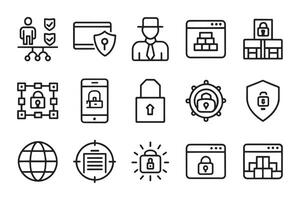 Agent, hacker, server, safety system and data protection related editable icon set isolated flat illustration white background vector