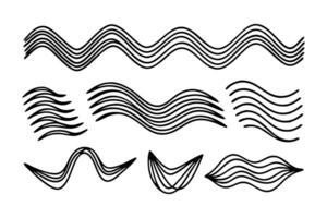 Random wave line shape hand drawn isolated flat illustration on white background. vector