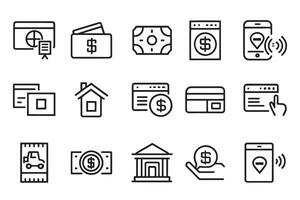 Payment. Credit card, debit card related editable icon set isolated flat illustration white background. vector