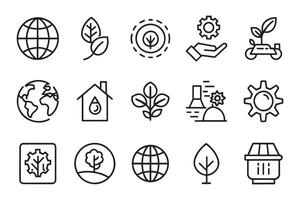 Ecology, environment, care of the planet, related editable icon set isolated flat illustration white background. vector