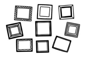 Hand drawn square frames in sketchy style isolated flat illustration on white background. vector