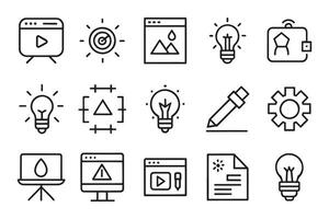 Graphic design. development. creative process related editable icon set isolated flat illustration white background. vector