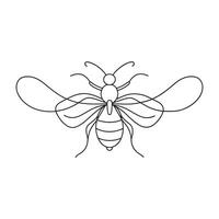 Bee continuous line art flat illustration on white background. vector
