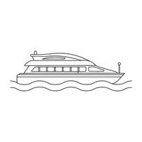Catamaran Train Water Transport isolated continuous line art flat illustration on white background vector